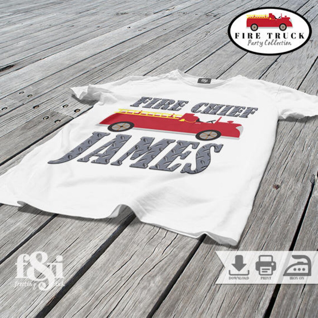 Fire Truck Birthday Shirt Fire Truck Iron on Transfer Fire Chief