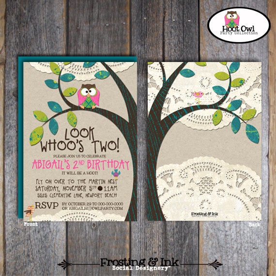 Owl Invitation Owl Party Invitation Owl Birthday Etsy