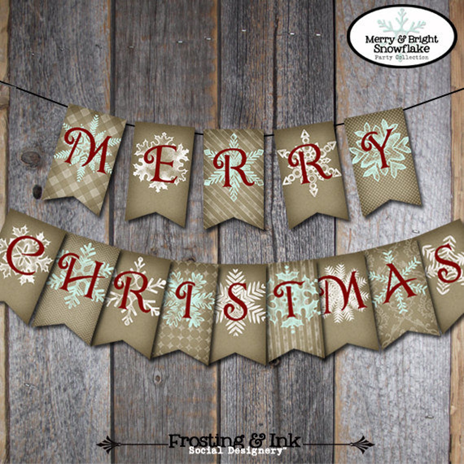 Christmas Banner Holiday Banner Merry &amp; Bright Banner - Etsy