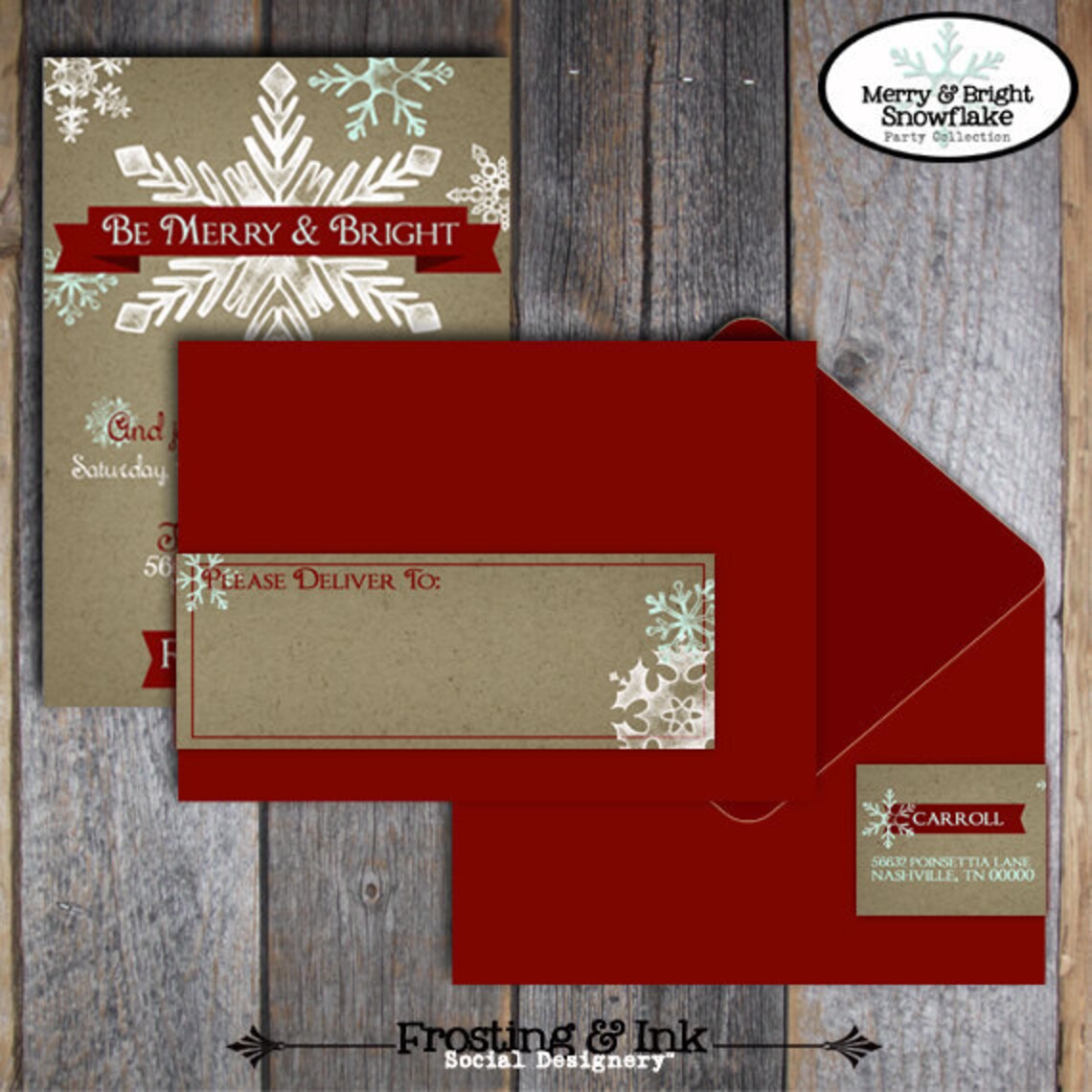 Christmas Party Invitation Holiday Party Invitation & Wrap Etsy