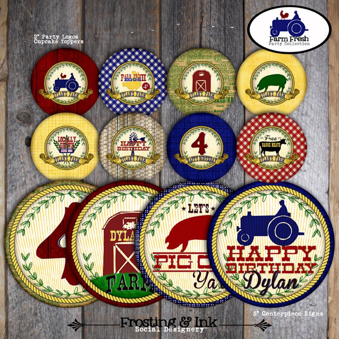 Farm Party Barnyard Birthday Party Centerpiece Signs A La Carte ...