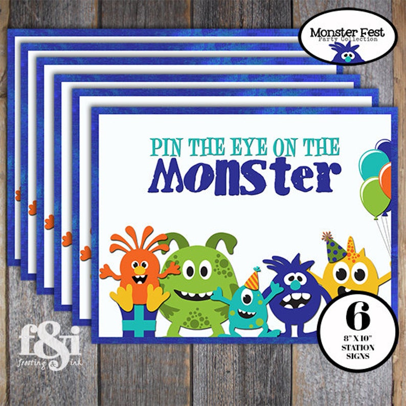 Pin The Eye On The Monster Game Monster Birthday Party Etsy