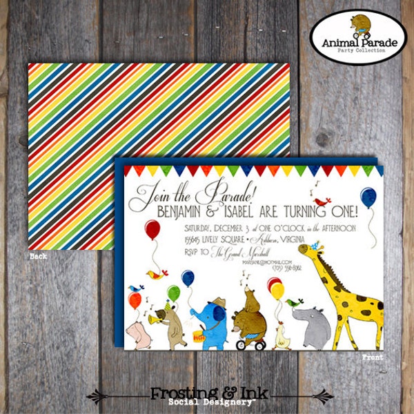 Animal Parade Invitation | Animal Parade Invite | Zoo Party Invitation | Party Animal Invitation | Wild Animal | Address Labels | Printable