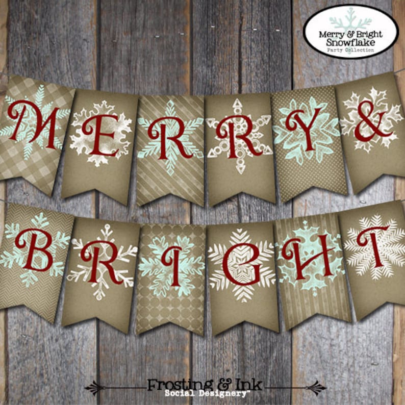 Christmas Banner Holiday Banner Merry &amp; Bright Banner - Etsy