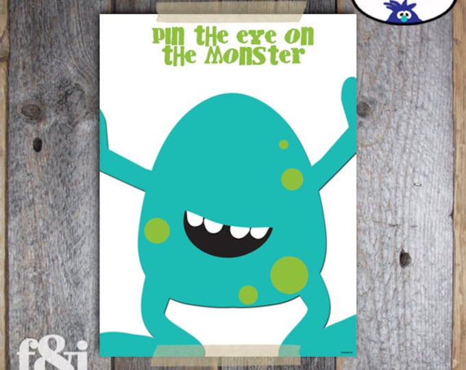 Pin the Eye on the Monster Game Monster Birthday Party Decorations Monster Party Game Activity ...