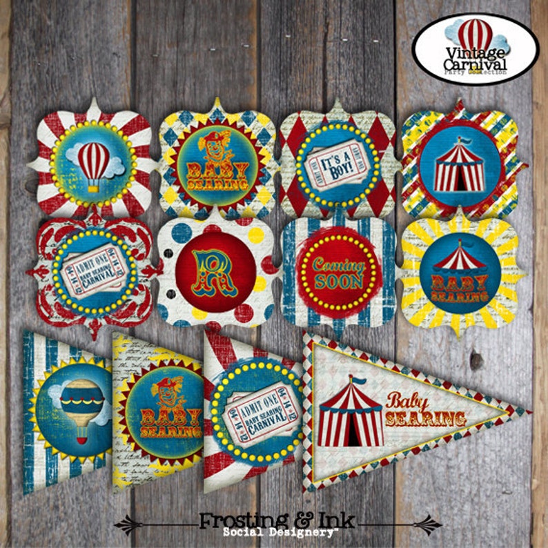 Carnival Baby Shower Decorations Circus Baby Shower Decorations Vintage Carnival Circus Toppers Banner Party Favor Tags Printable Carnival Baby Shower Decorations Circus Baby Shower Decorations Vintage Carnival Circus Toppers Banner Party Favor Tags Printable