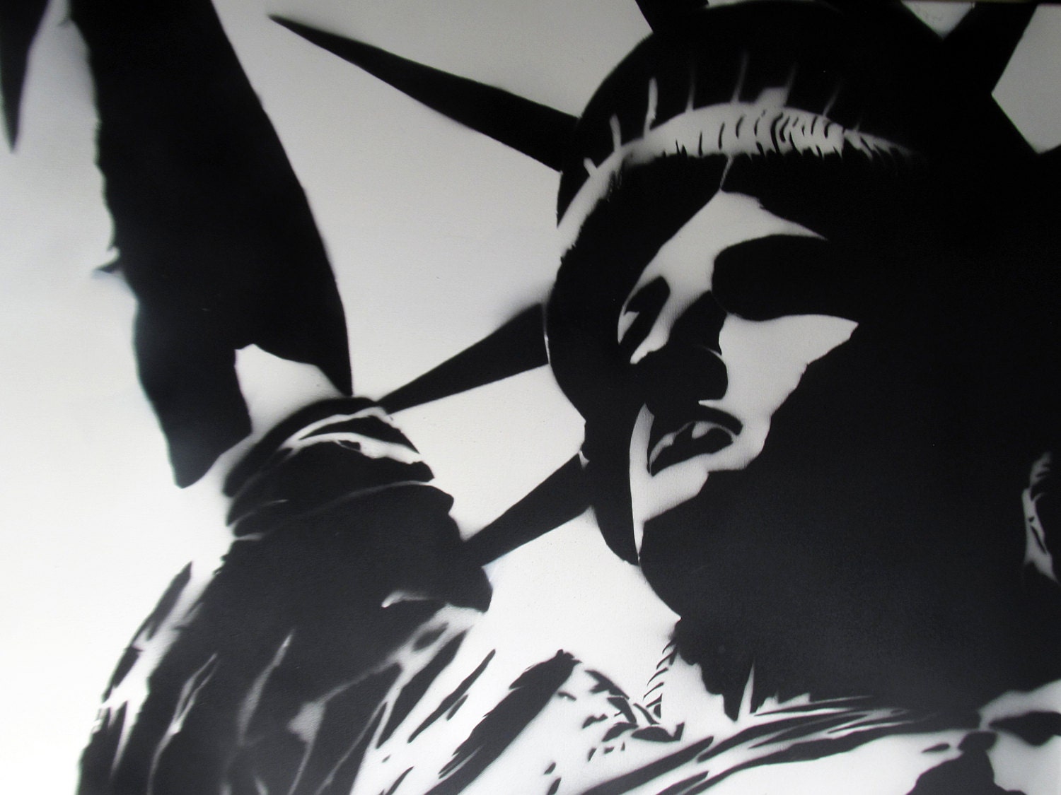 spray paint stencil art banksy style statue of liberty etsy