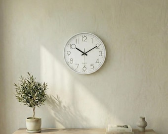 Moderne stille wandklok, minimalistische ronde klok, nordic woondecoratie voor woonkamer