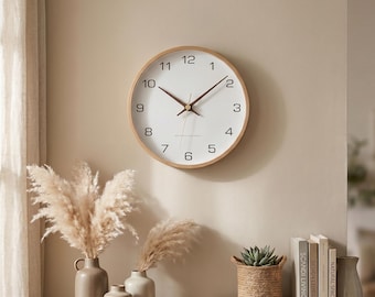 Nordic massief houten wandklok, modern minimalistisch stil uurwerk, Scandinavisch interieur