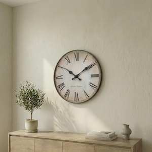 Vintage römische Zahl Wanduhr aus Holz Stille Minimalist Bauernhaus Dekor
