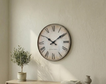 Vintage Romeinse cijfers wandklok houten stille minimalistische boerderij decor