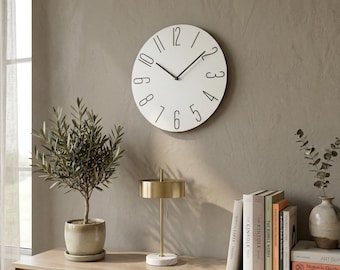 Minimalistische wandklok stille 3D-nummers eigentijds interieur
