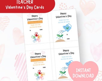 Easy Print at Home TEACHER Valentine Cards - Instant Download