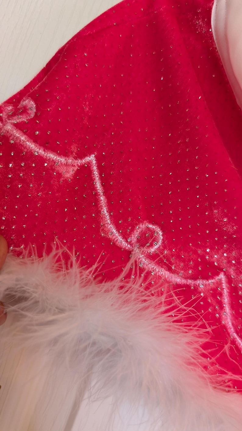 Santa Rave Top Handmade Pink Glitter Velvet Rave Santa Set – Asymmetrical Top & Mini ...