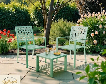 Conjunto de bistró de 3 piezas, muebles de exterior para patio, mesa y sillas para balcón