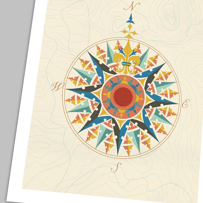 Nautical Compass Rose Modern Print Poster Design | Etsy