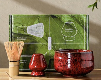 Rustic Matcha Tea Set, Kiln Fired Ceramic Bowl, Wabi Sabi Gift