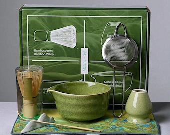Ceramic Matcha Tea Set, Japanese Tea Ceremony Starter Kit, Wellness Gift Box