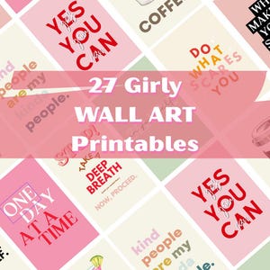 Printable Wall Art Set 27 Motivational Quotes Minimal Girly Editable Canva Download