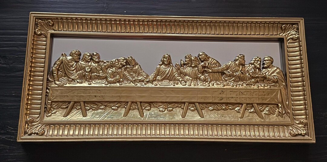 Vintage Homco the Last Supper 3D Gold Wall Art | Religious Decor Framed ...