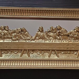 Vintage Homco the Last Supper 3D Gold Wall Art | Religious Decor Framed ...
