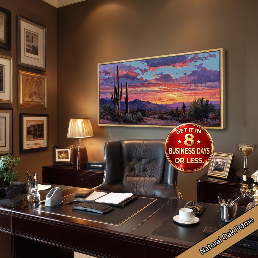 Sonoran Desert Sunset Canvas Wall Art, Saguaro Cactus Landscape Print ...