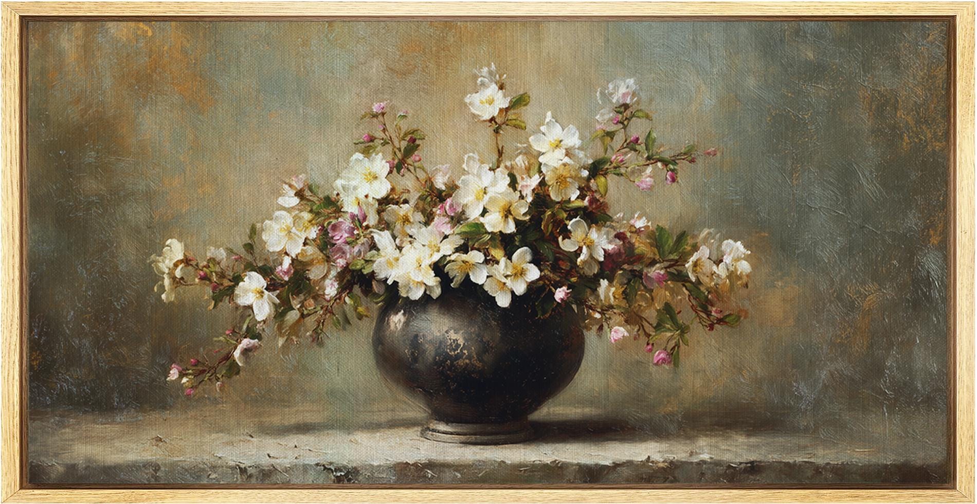 Vintage Floral Still Life Painting, Apple Blossom Wall Art Print ...
