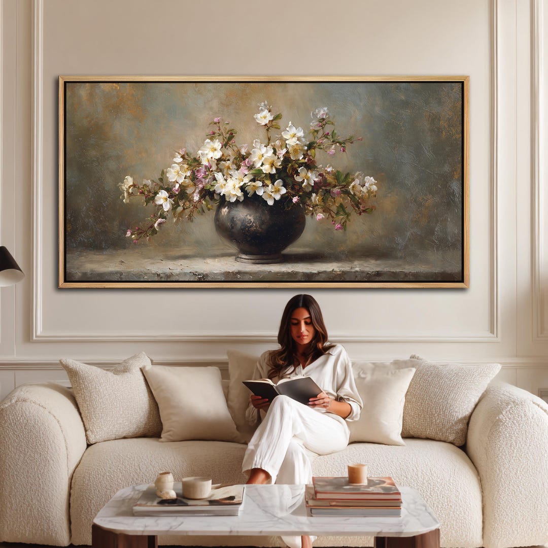 Vintage Floral Still Life Painting, Apple Blossom Wall Art Print ...