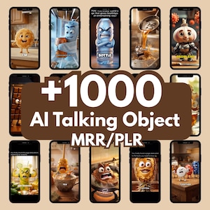 Plus de 1 000 bobines d'objets parlants IA bobines virales Vidéos IA, lot de bobines IA, produit numérique plr mrr