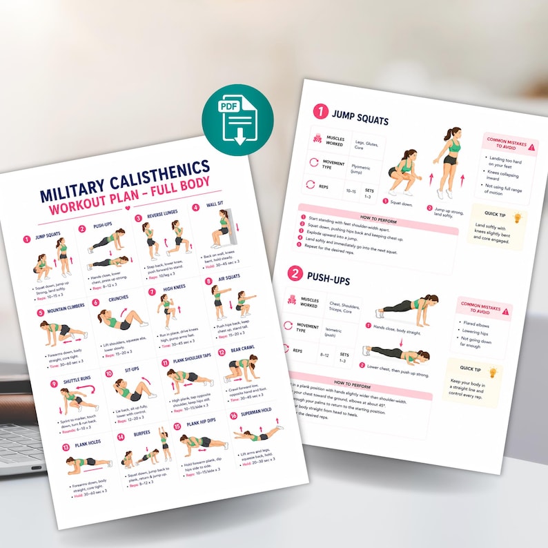military-calisthenics-workout-plan-pdf-bodyweight-training-poster