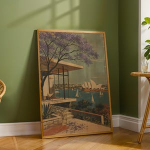 Sydney Australien Reiseposter, Vintage-Gouache-Druck