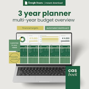 Budget planner, 3-Year, Google spreadsheet Dashboard (Digital Download)