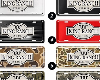 Plaque d'immatriculation personnalisée King Ranch - Personnalisée avec le nom et l'année, divers modèles de décoration de voiture unique, cadeau pour les diplômés et les amateurs de ranch