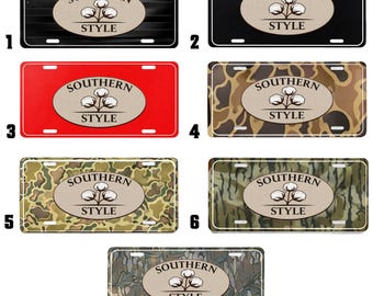 Southern Style License Plate – Cotton Farm Car Tag, Camo Country Truck Plate, Rustic Farmhouse Auto Tag, Gift for Her Him
