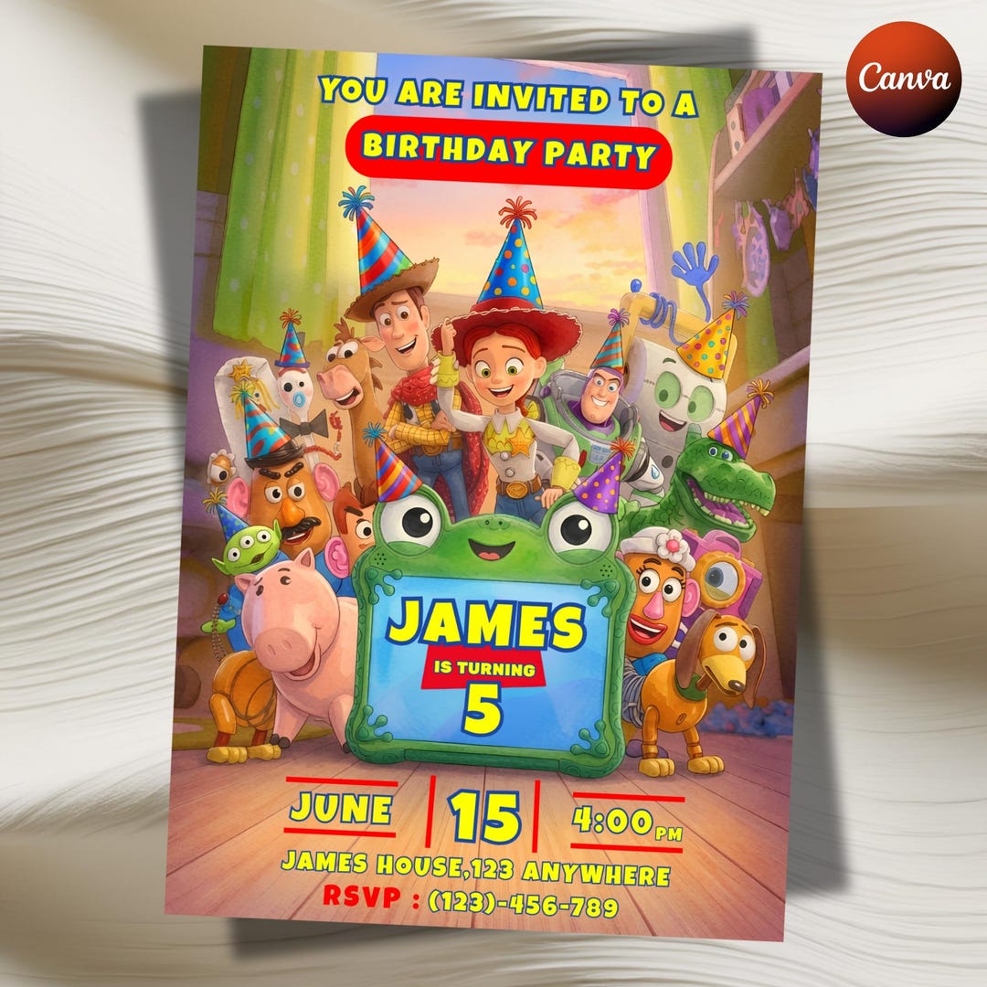 Toy Story 5 Birthday Invitation, Editable Toy Story Birthday Invite Digital Toy Story Invi