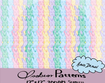 Pastel Bunny Seamless Pattern PNG | Easter Rabbit Digital Paper | Cute ...
