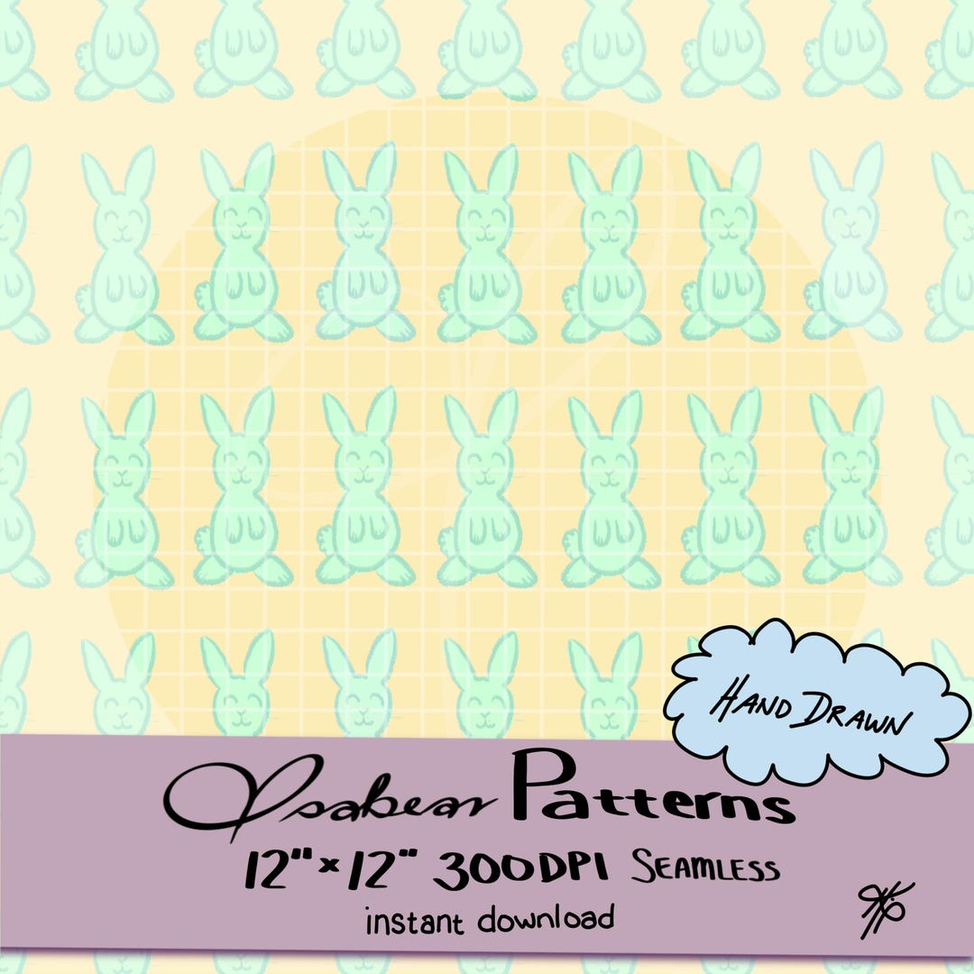 Pastel Bunny Seamless Pattern PNG | Easter Rabbit Digital Paper | Cute ...