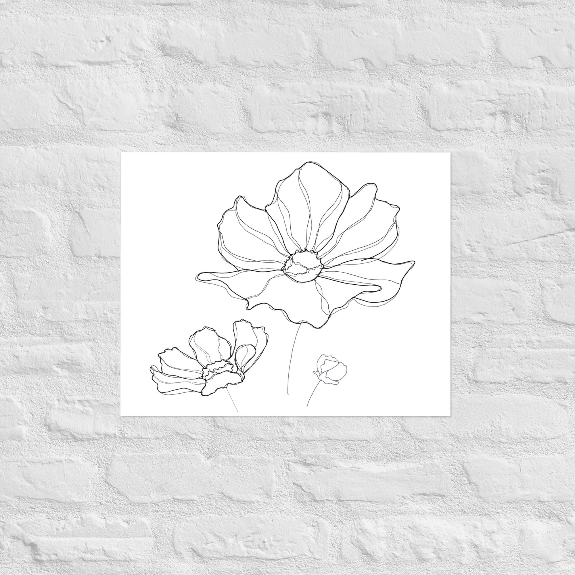 Digital File - Flower Line Art — Freehand Digital Drawing - Etsy