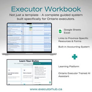 Ontario Executor Workbook | Complete System + AI Assistant + Learning Hub | Save 80+ Hours