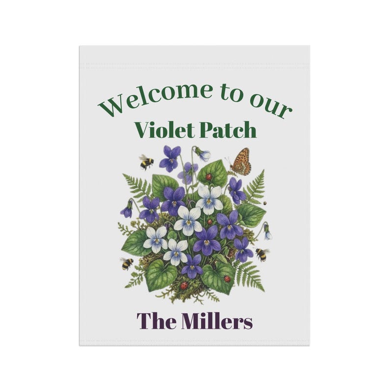 Violet Patch Personalized Violet Patch Spring Garden Flag, Cottagecore Floral Yard ...