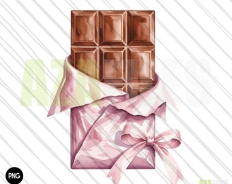 Watercolor Coquette Chocolate Bar PNG, Bow Chocolate Sublimation  Design Download