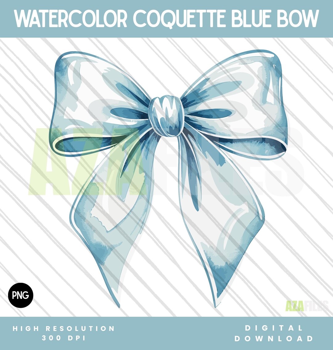 Watercolor Blue Coquette Bow PNG, Pastel Ribbon Clipart, Aesthetic ...