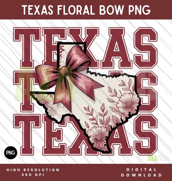 Texas Floral Bow PNG, Western Clipart (Digital Download)