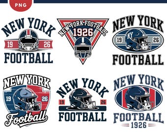 Vintage New York Football PNG Bundle, Retro Football Helmet Designs, Varsity Sports Sublimation Download