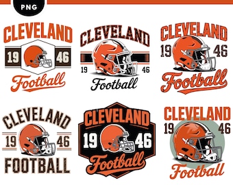 Vintage Cleveland Football Bundle PNG, Retro Football Helmet Designs, Game Day Sublimation, Digital Download