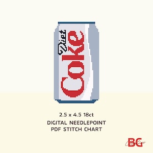 Diet Coke - Digital Needlepoint Chart - PDF Download