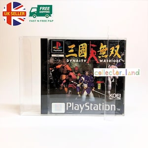 May include: A PlayStation game case for Dynasty Warriors, in a clear protective sleeve. The game's cover art depicts a battle scene with figures in armor. The PlayStation logo and game title are visible.