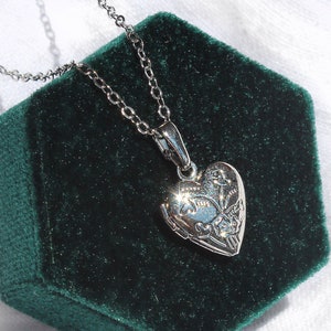 Silver Plated Heart Locket Pendant Necklace