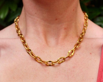 Vintage Gold Chunky Chain - Vintage Gold Plated Chunky Chain Necklace - Gold Chain Necklace