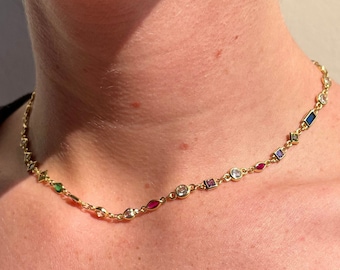 Colorful Crystal Gold Filled Necklace